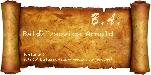 Balázsovics Arnold névjegykártya