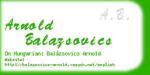 arnold balazsovics business card