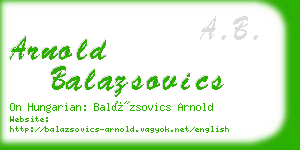 arnold balazsovics business card